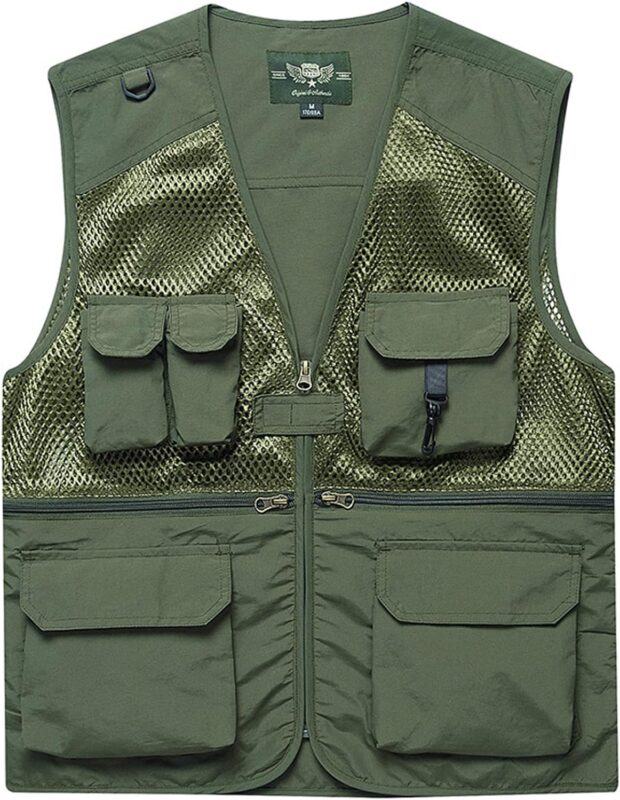 Flygo Mens Summer Outdoor Work Safari Fishing Travel Photo Vest with Pockets