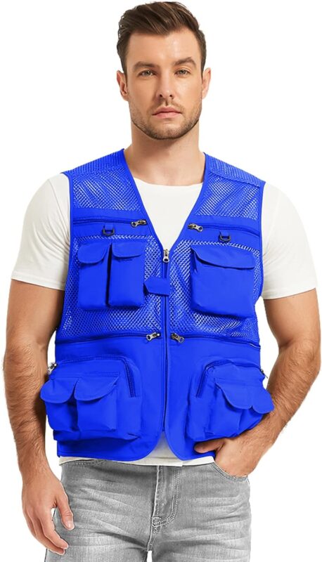 Flygo Mens Summer Outdoor Work Safari Fishing Travel Photo Vest with Pockets