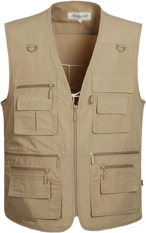 Flygo Mens Summer Outdoor Work Safari Fishing Travel Photo Vest with Pockets