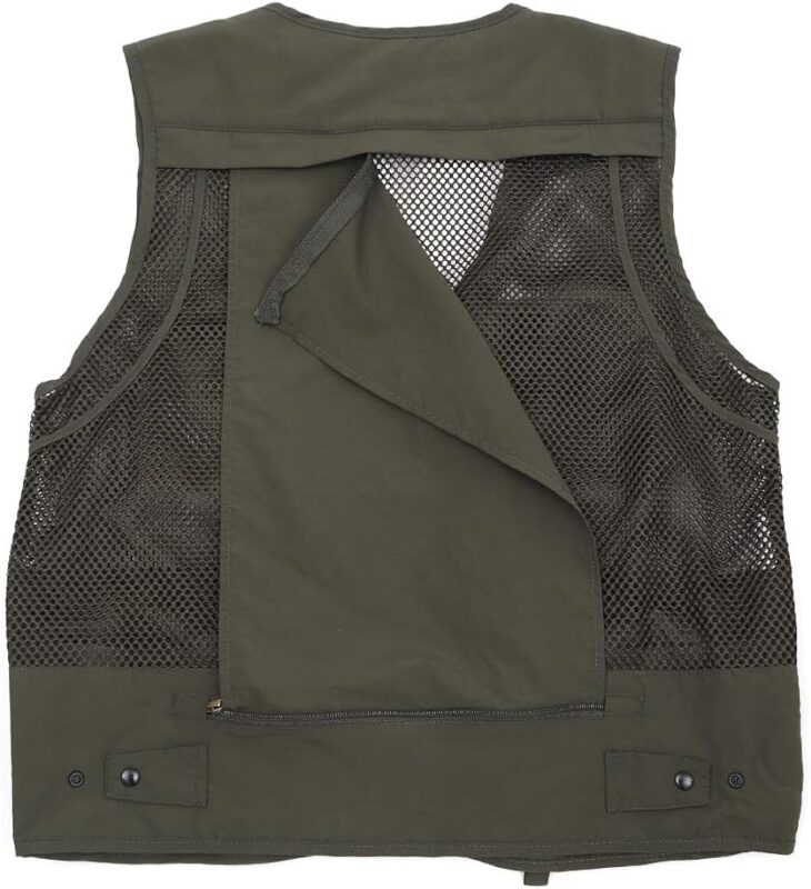 Ziker Mens Mesh Breathable Openwork Camouflage Journalist Photographer Fishing Vest Waistcoat Jacket Coat