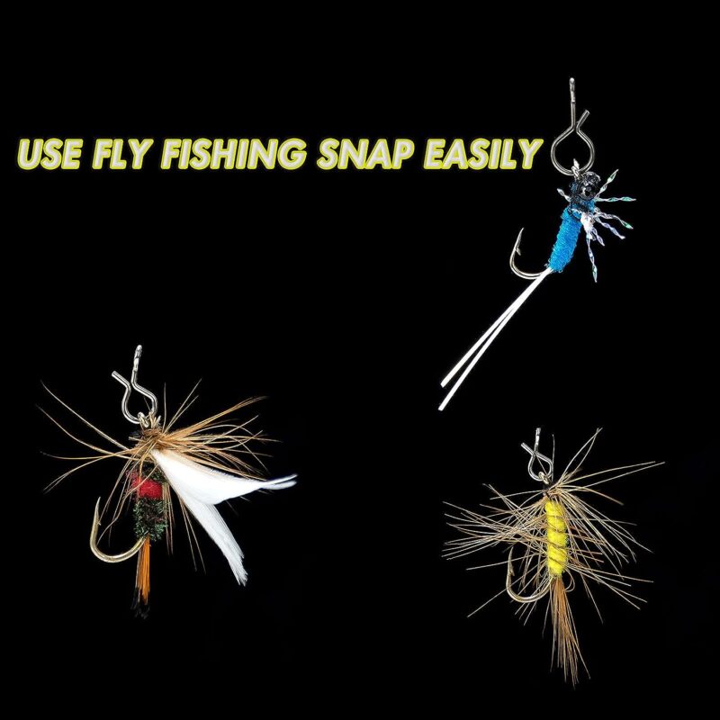 Alwonder 150PCS/Box Fly Fishing Snap, 5 Sizes Stainless Steel Quick Change Lure Snaps No Knot Snap Quick Snap Fast Snap Lure Connector for Jigs Lures Fishing Clips Swivels Fishing Tackle
