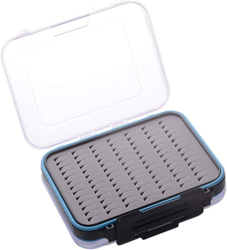 Aventik Waterproof Fly Box Double Sides Easy Grip Foam Clear Fly Fishing Box(S:5X4X1.6inch)