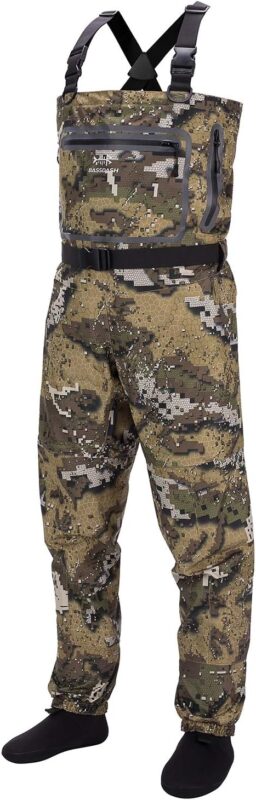 BASSDASH Breathable Ultra Lightweight Veil Camo Chest Stocking Foot Fishing Hunting Waders for Men