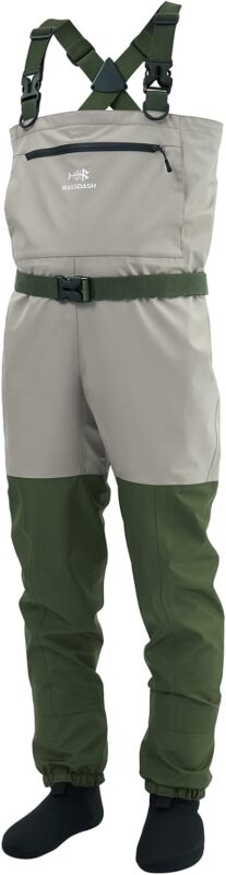 BASSDASH IMMERSE Men’s Breathable Fly Fishing Waders Stocking Foot Waterproof Lightweight Chest Wader