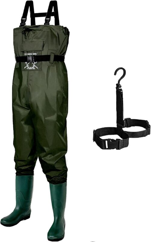 FLY FISHING HERO Chest Waders for Men with Boots Hunting Waders Fishing Boots Waders for Women Free Hangers Included (Army Green, 14 Men/16 Women)