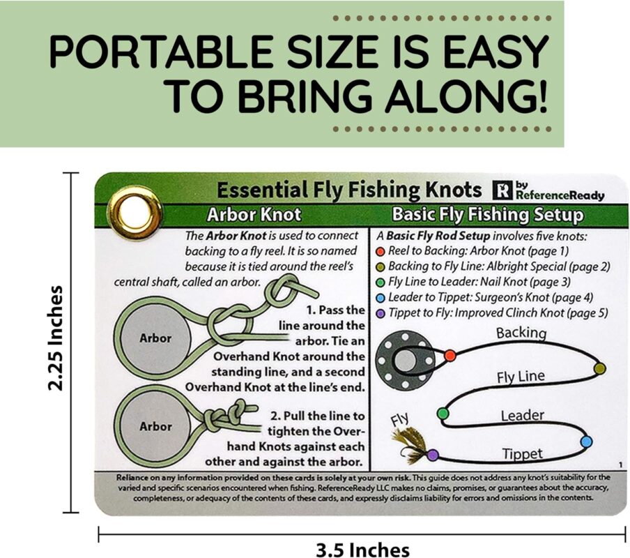 Fly Fishing Knot Cards - Waterproof Guide to 14 Essential Fly Fishing Knots - Includes Mini Carabiner