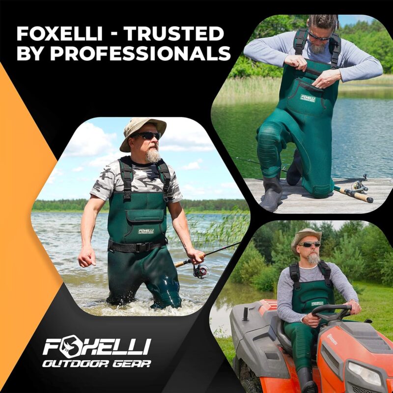 Foxelli Neoprene Chest Waders, Camo Hunting  Fishing Waders for Men  Women with Boots, Waterproof Bootfoot Waders