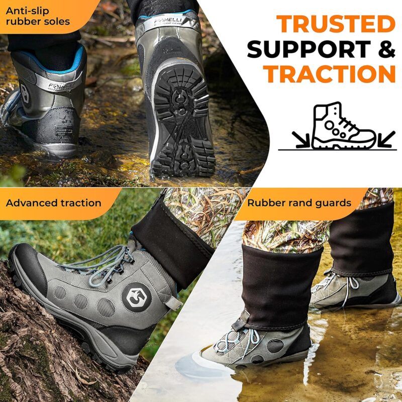 Foxelli Wading Boots – Lightweight Wading Boots for Men, Rubber Sole Wading Shoes, Fly Fishing Boots