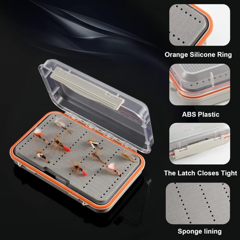 Goture Fly Fishing Box Double Sided Waterproof Tackle Case Flies Storage(Sponge Insert-4.25 * 3.07 * 1.26in)