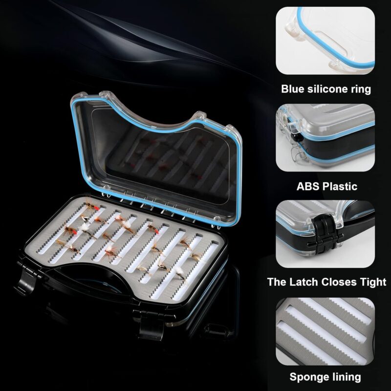 Goture Fly Fishing Box Double Sided Waterproof Tackle Case Flies Storage(Sponge Insert-6.02 * 3.97 * 1.85in)