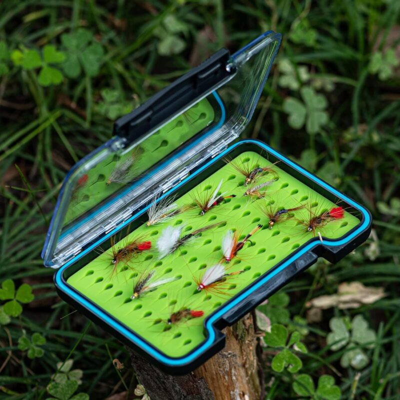 Goture Fly Fishing Box Single Sided Waterproof Tackle Case Flies Storage(Silicone Insert-5.51 * 3.82 * 0.67in)