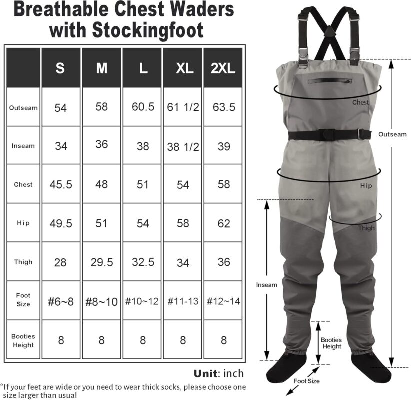 GREENWATER Fly Fishing Breathable Waders for Men Women with Stockingfoot Waterproof Lightweight Chest Waders