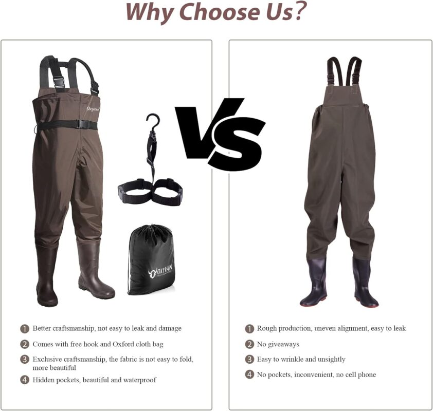 OXYVAN Chest Waders with Boots for Men  Women, Nylon/PVC Lightweight Fishing Wader with Boots Hanger