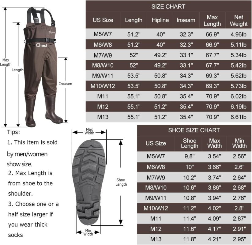 OXYVAN Chest Waders with Boots for Men  Women, Nylon/PVC Lightweight Fishing Wader with Boots Hanger