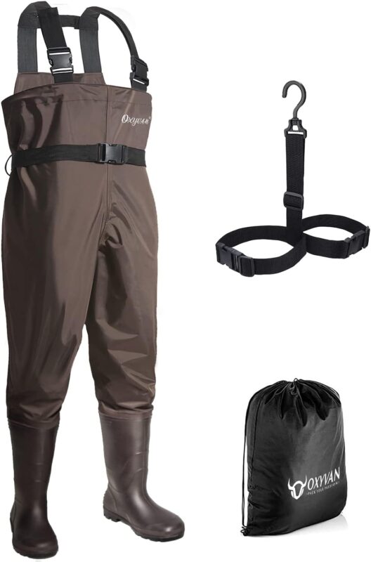 OXYVAN Chest Waders with Boots for Men  Women, Nylon/PVC Lightweight Fishing Wader with Boots Hanger