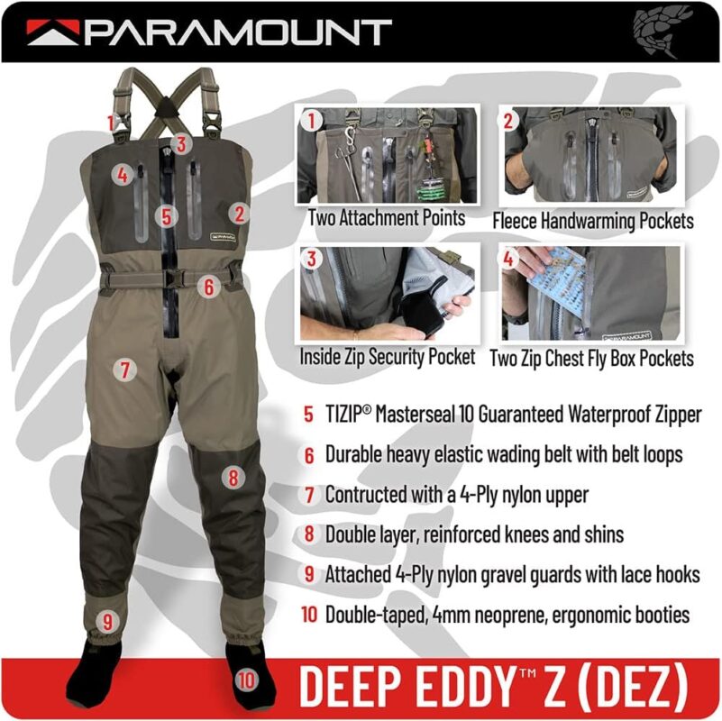 Paramount Outdoors Deep Eddy Zippered Breathable Stockingfoot Chest Fishing Wader