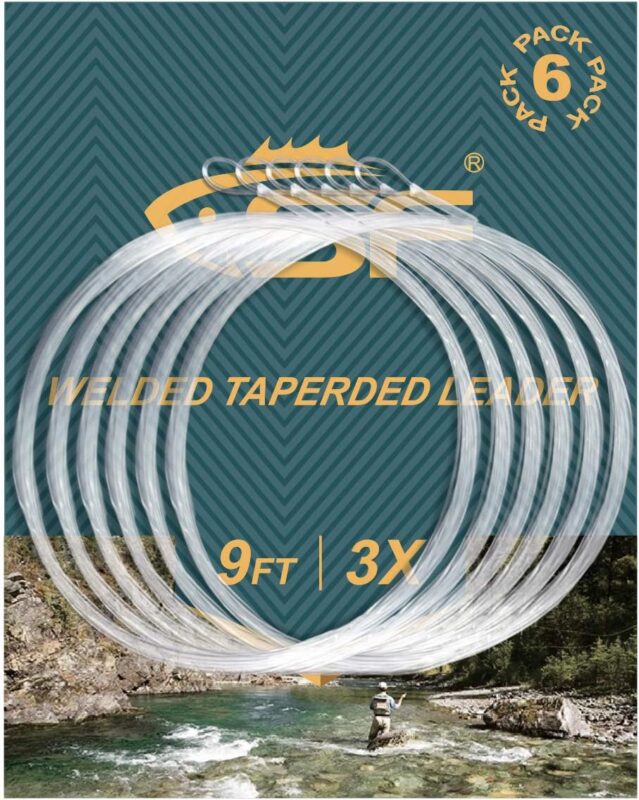 SF Pre-Tied Loop Fly Fishing Tapered Leader Nylon Clear Trout Freshwater Saltwater Bonefish Permit Bass Salmon Steelhead 7.5FT 9FT 10FT 12FT 15FT 0X 1X 2X 3X 4X 5X 6X 7X