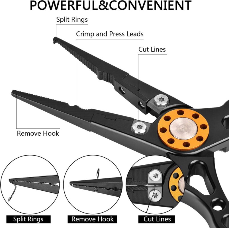 ZACX Fishing Pliers, Fish Lip Gripper Upgraded Muti-Function Fishing Pliers Hook Remover Split Ring for Fly Fishing,Ice Fishing,Fishing Gear,Fishing Gifts for Men (Package B)