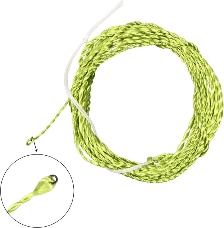 AnglerDream Tenkara Line Tapered Braided Furled Leader Fly Fishing Line with Ring - 12FT 13FT - 20LB in Gold, Grass Green, Yellow and Black, Balck