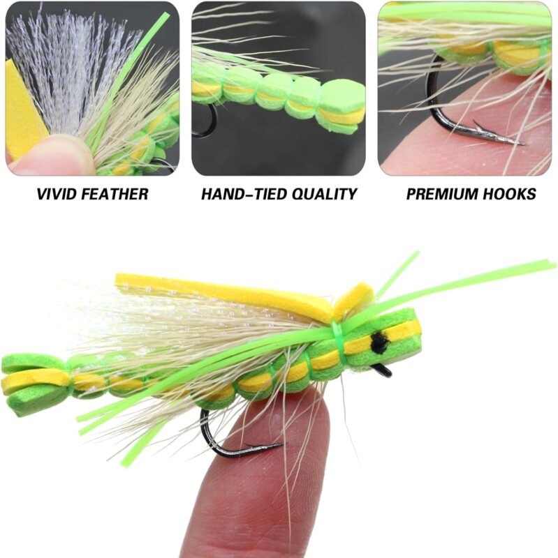 DEILAI Fly Fishing Flies Assortment with Hooks Wet Dry Flies Lures Set Kit Gift with Waterproof Fly Box Topwater Flies for Trout Bass Salmon Panfish Bluegill Crappie Popping Bug Sunfish