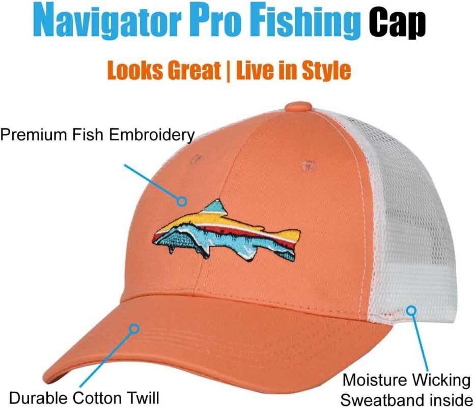 EDTREK Breathable Fishing Trucker Hats for Men and Women - Unique Fish Embroidery for Anglers