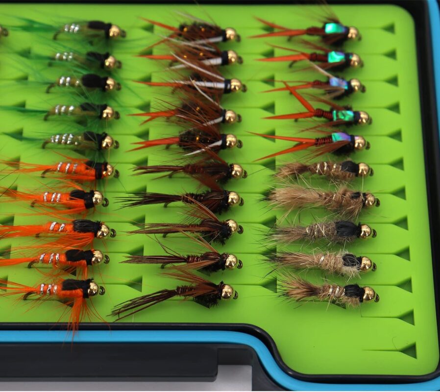 Fly Fishing Flies Assortment Kit 30/50/60/100/168pcs Dry Wet Nyphms Tenkara Popper Streamer Woolly Bugger for Trout Bass Steelhead with Fly Box