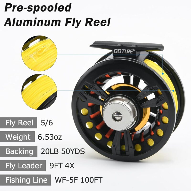 Goture Fly Fishing Rod and Reel Combo 8-Sections Fly Fishing Rod,60/80 Pcs Fishing Flies,Aluminum Fly Reel with Fishing Lines,Waterproof and Portable Bag