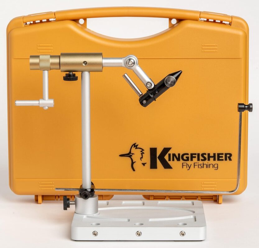 Kingfisher Fly Fishing Clarkfork True Rotary Fly Tying Vise, Gold