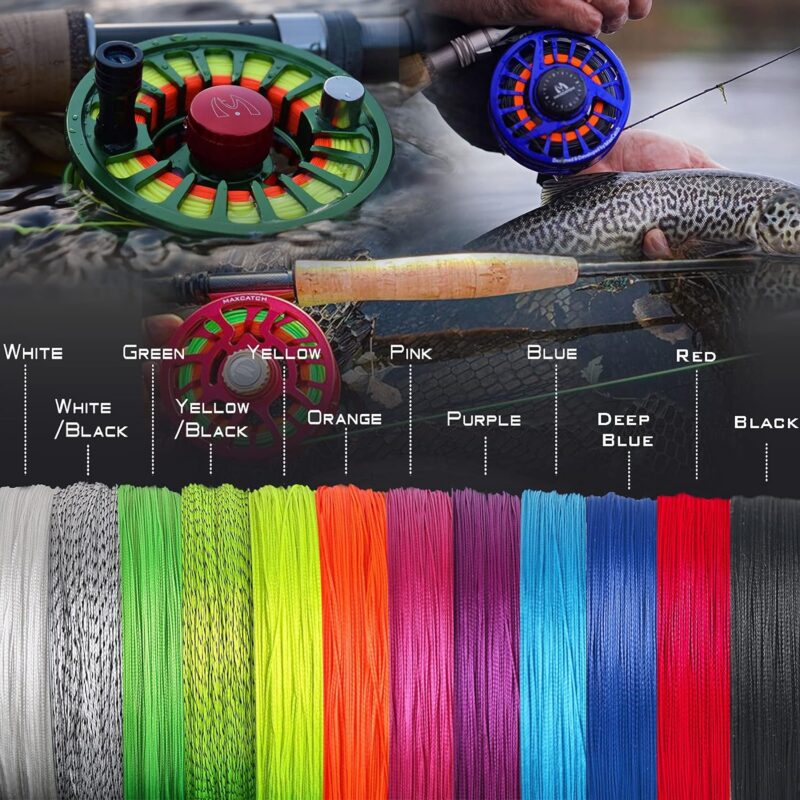 M MAXIMUMCATCH Maxcatch Braided Fly Line Backing for Fly Fishing 20/30lb(White, Yellow, Orange, BlackWhite, BlackYellow, Blue, Pink, Green, Purple)