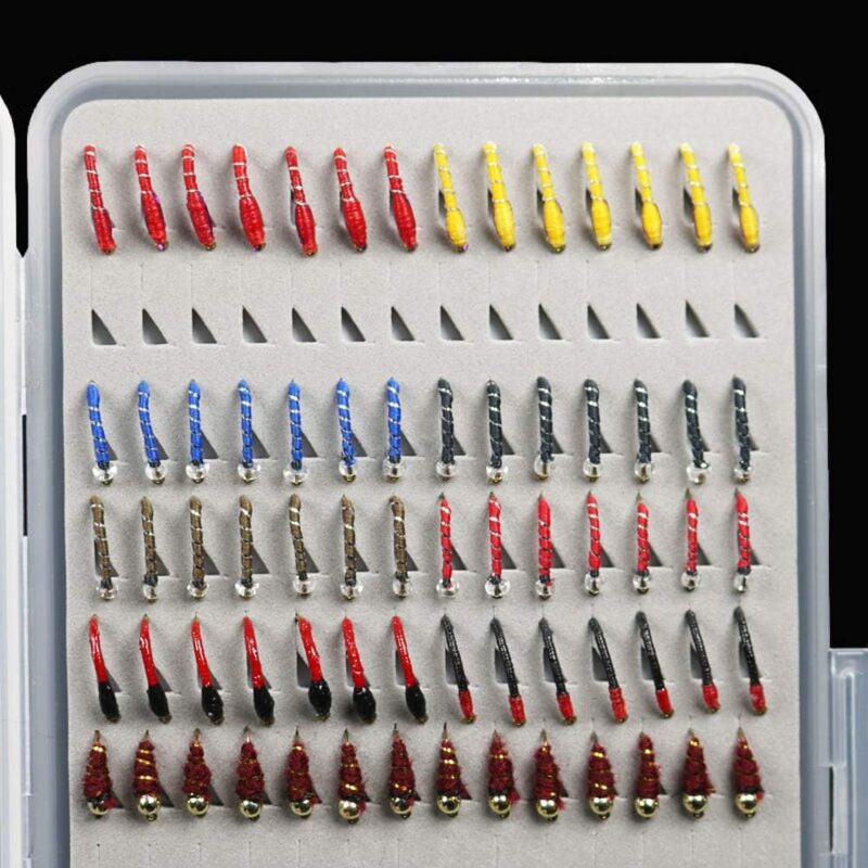 N/P 133pcs/Set Ultra-Thin Portable Nymph Scud Midge Flies Kit Assortment with Box Trout Fishing Fly Lures