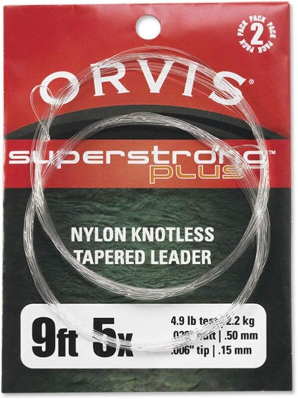 Orvis SuperStrong Plus Leaders - Tough Elastic Tapered Nylon Freshwater Fly Fishing Leader (2pk), 9 Foot Length