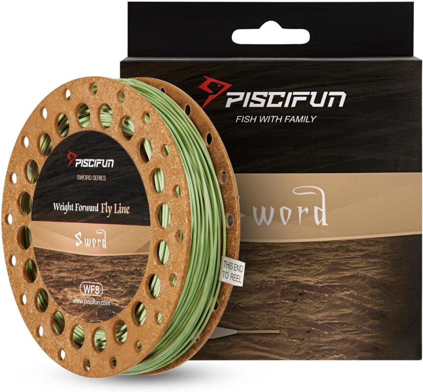 Piscifun Sword Fly Fishing Line with Welded Loop, Weight Forward Floating Fly Line, WF1 2 3 4 5 6 7 8 9 10wt, 90 100FT