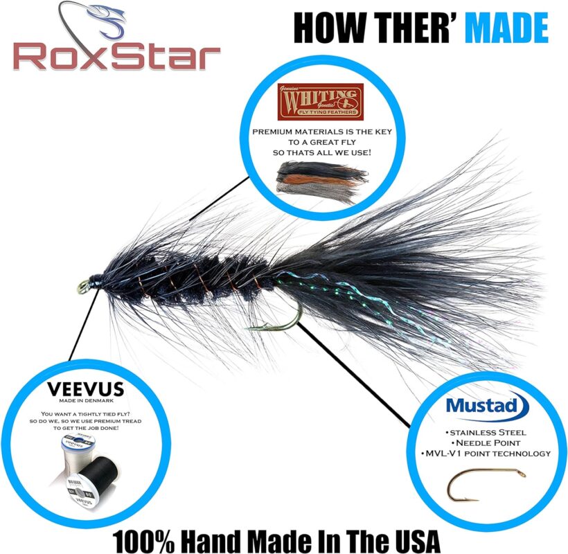 RoxStar Fishing Fly Shop | 36PK BeadHead Tungsten  Brass Fly Assortment | Proudly Hand Crafted in The USA | Gift Box Included.