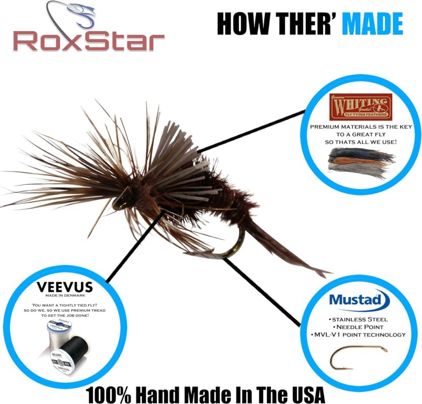 RoxStar Fly Shop Trophy Trout 24pk | Top Wet  Dry Flies for Trout. | Trout Flies Proven Nationwide to Catch Fish! | Tied in-House Never Outsourced! Proud Partner of Trout Unlimited