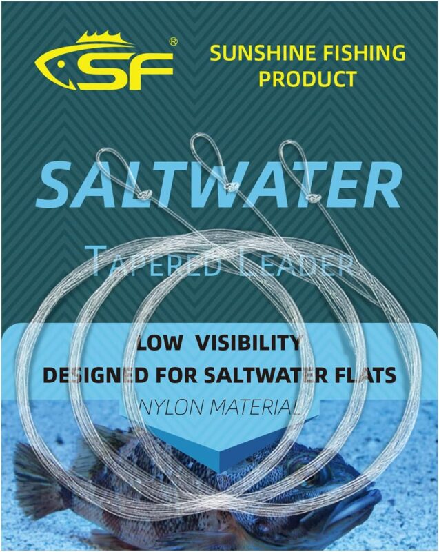 SF Pre-Tied Loop Fly Fishing Tapered Leader Nylon Clear Trout Freshwater Saltwater Bonefish Permit Bass Salmon Steelhead 7.5FT 9FT 10FT 12FT 15FT 0X 1X 2X 3X 4X 5X 6X 7X