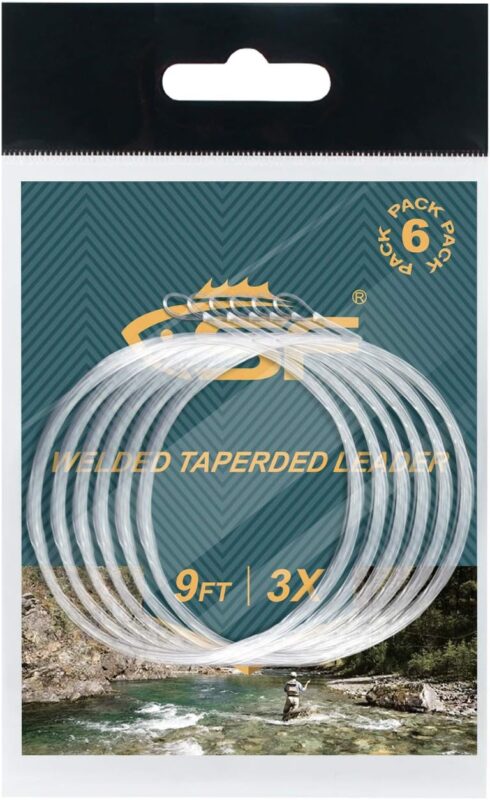 SF Pre-Tied Loop Fly Fishing Tapered Leader Nylon Clear Trout Freshwater Saltwater Bonefish Permit Bass Salmon Steelhead 7.5FT 9FT 10FT 12FT 15FT 0X 1X 2X 3X 4X 5X 6X 7X