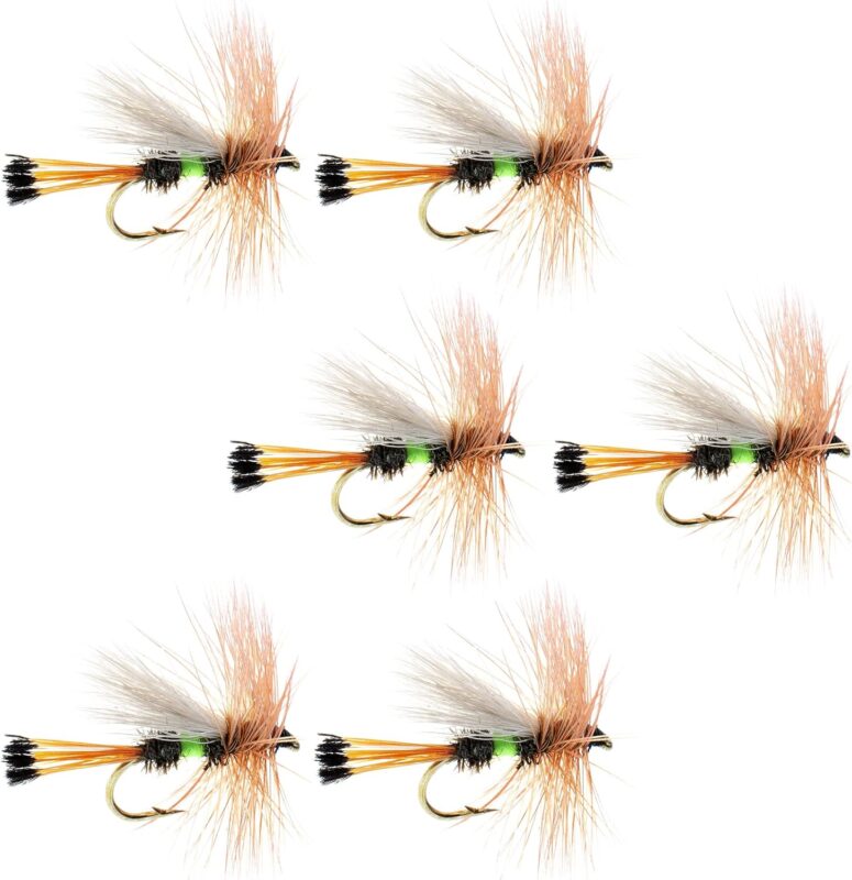 The Fly Fishing Place Lime Royal Trude Classic Trout Dry Fly Fishing Flies - Set of 6 Flies Size 12